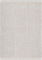 SAFAVIEH Natural Fiber Collection Area Rug - 9' x 12', Silver & Natural, Handmade Woven Fringe Jute, Ideal for High Traffic Areas in Living Room, Bedroom (NF826G)