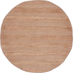 SAFAVIEH Natural Fiber Collection Area Rug - 7' Round, Taupe & Natural, Handmade Boho Farmhouse Rustic Jute & Cotton Jute, Ideal for High Traffic Areas in Living Room, Bedroom (NFB653E)