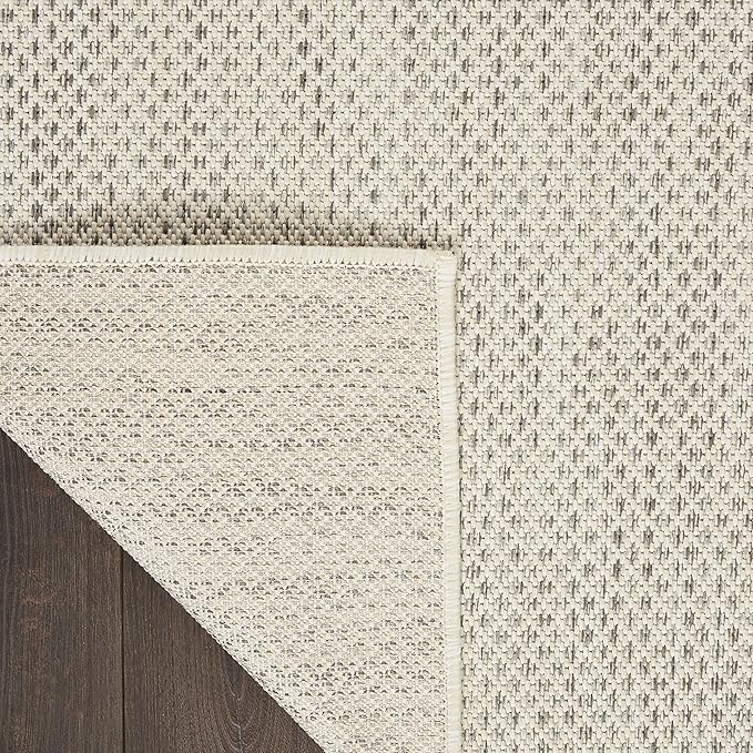 Nourison Home Courtyard Ivory Silver 8' x Square Area Rug - Easy Clean, Non Shedding, Bed Room, Living Room, Dining Room, Kitchen (8' x Square)