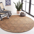 SAFAVIEH Natural Fiber Collection 6' Round Natural/Black NFB552A Natural Jute Entryway Foyer Living Room Area Rug