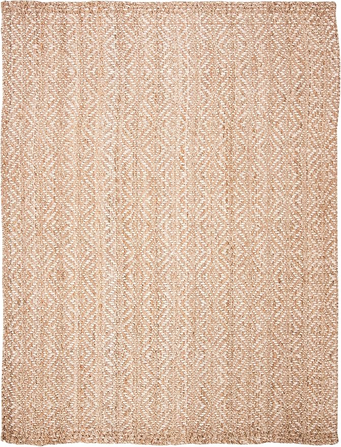 SAFAVIEH Area Rug 8x10 - Natural Fiber Collection - Large - Natural & Ivory, Handmade Woven Jute, Boho Farmhouse Style, Ideal for Living Room, Bedroom, Dining Space (NF185A)