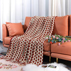 NTBAY Acrylic Knitted Throw Blanket, Lightweight and Soft Cozy Decorative Woven Blanket with Tassels for Travel, Couch, Bed, Sofa, 51x67 Inches, Red and White Striped