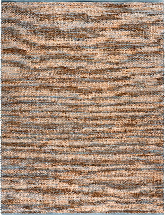 SAFAVIEH Area Rug 8x10 - Cape Cod Collection - Large - Blue & Natural, Handmade Jute & Cotton, Ideal for Living Room, Bedroom, Dining Space (CAP236M)