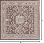 Rugs.com Outdoor Aztec Collection Rug – 8 Ft Square Brown Flatweave Rug Perfect for Living Rooms, Kitchens, Entryways