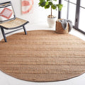 SAFAVIEH Natural Fiber Collection Area Rug - 7' Round, Taupe & Natural, Handmade Boho Farmhouse Rustic Jute & Cotton Jute, Ideal for High Traffic Areas in Living Room, Bedroom (NFB653E)