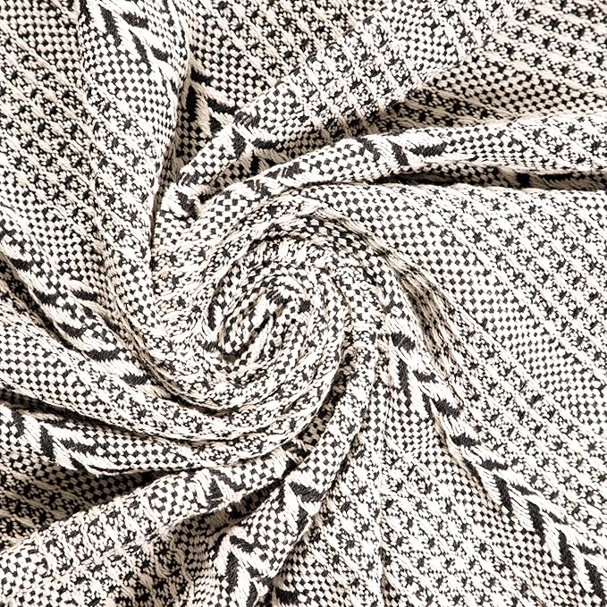 Chardin home - Black & Cream Braided Waffle Weave Throw, 50x60 in Recycled Cotton- Large, Wearable, Breathable, Skin-Friendly Everyday Blanket for Couch, Bed, Sofa - Soft Lightweight Picnic Rug