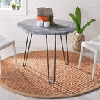 SAFAVIEH Natural Fiber Collection Area Rug - 6' Round, Orange & Natural, Handmade Boho Diamond Tassel Jute, Ideal for High Traffic Areas in Living Room, Bedroom (NF266B)
