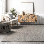 nuLOOM 3x5 Rigo Jute Hand Woven Area Rug, Grey, Solid Farmhouse Design, Natural Fiber, For Bedroom, Living Room, Dining Room, Hallway, Office, Kitchen, Entryway