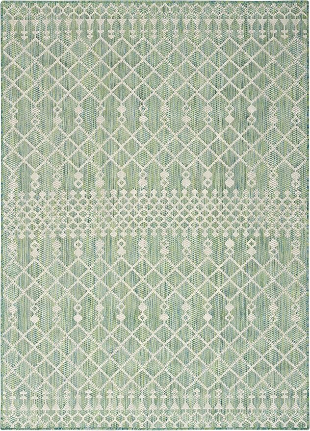 Nourison Home Positano Blue Green 5' x 7' Area Rug - Easy Clean, Non Shedding, Bed Room, Living Room, Dining Room, Kitchen (5' x 7')
