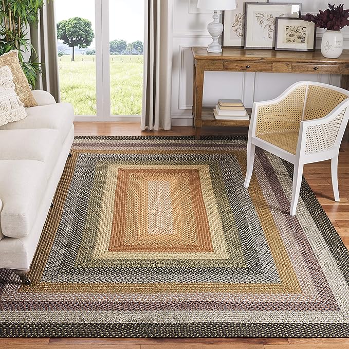 SAFAVIEH Washable Rug Outdoor Braided Collection - 10' x 14', Multi, Handmade & Reversible, Non-Shedding & Easy to Clean, Ideal for Patio, Backyard, Deck, Mudroom (BRD308A)