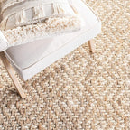 SAFAVIEH Natural Fiber Collection Area Rug - 6' Square, Ivory & Natural, Handmade Boho Diamond Tassel Jute, Ideal for High Traffic Areas in Living Room, Bedroom (NF266A)