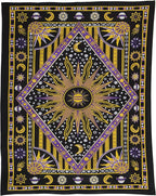 Popular Handicrafts Wall Hanging Tapestry For Bedroom Hippie Burning Sun and Moon Meditation Bohemian Hippy Psychedelic Design Indian Tapestries Bedspread 30 x 40 Inches (76 x 101 cms), Blue