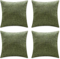 Home Brilliant Set of 4 Green Spring Pillow Covers 18x18 Farmhouse Lined Linen Pillow Covers Square Cushion Covers 45cm for Couch Sofa Bedroom Living Room Decor, 18 x 18 Inch, Green