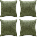 Home Brilliant Set of 4 Green Spring Pillow Covers 18x18 Farmhouse Lined Linen Pillow Covers Square Cushion Covers 45cm for Couch Sofa Bedroom Living Room Decor, 18 x 18 Inch, Green