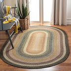 SAFAVIEH Washable Rug Outdoor Braided Collection - 9' x 12' Oval, Multi, Handmade & Reversible, Non-Shedding & Easy to Clean, Ideal for Patio, Backyard, Mudroom (BRD308A)