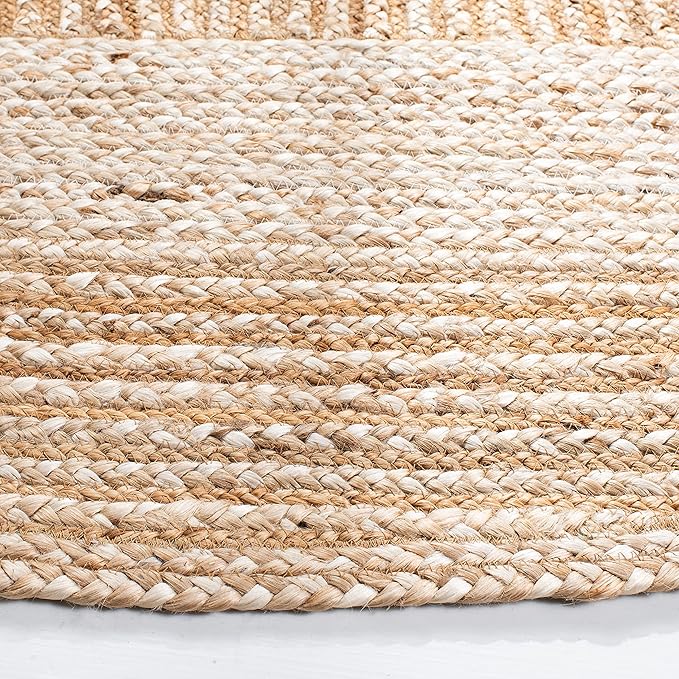 SAFAVIEH Natural Fiber Collection 6' Round Ivory NF887A Stripe Jute Area Rug