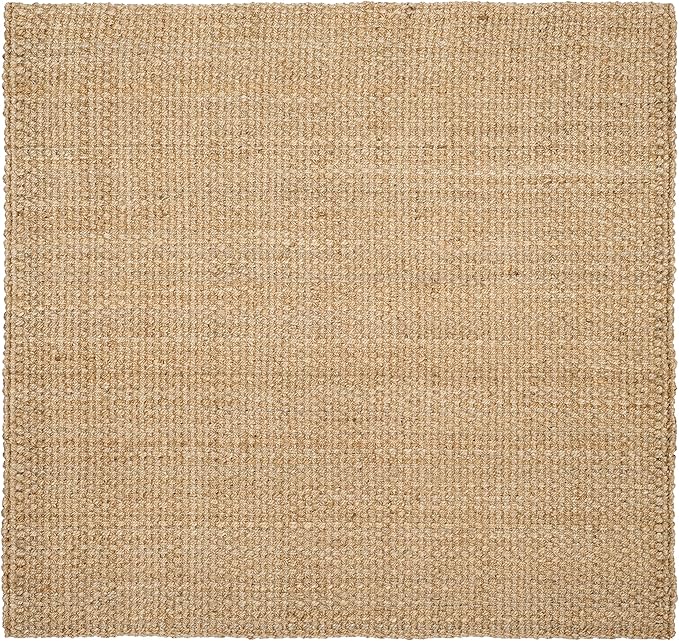 SAFAVIEH Area Rug 5' Square - Natural Fiber Collection - Natural Brown, Handmade Jute, Basketweave Design (NF401A)