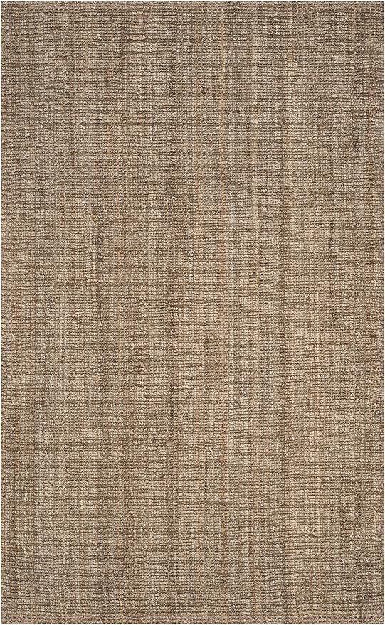 SAFAVIEH Area Rug 6x9 - Natural Fiber Collection - Natural & Grey, Handmade Jute, Farmhouse Style, Chunky Textured Thick Pile (NF447M)
