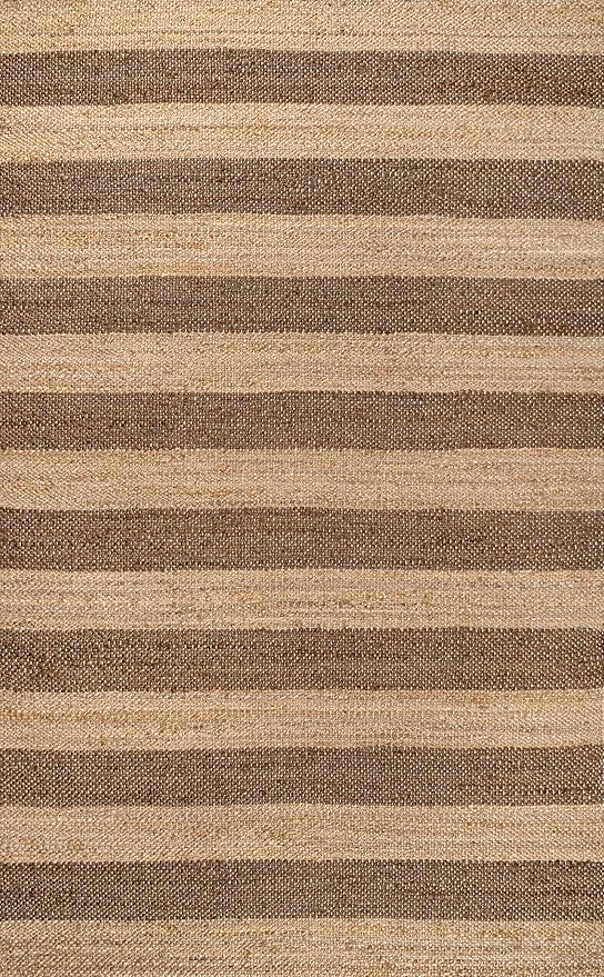 JONATHAN Y Jayden Woven Jute Stripe Natural/Brown Indoor Area Rug, 3x5, Rustic, Farmhouse, Traditional, Lodge, Easy-Cleaning for Living Room, Bedroom, Kitchen, Non-Shedding (NRF202A-3)
