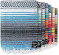 Benevolence LA Authentic Handwoven Mexican Blanket | Yoga Blankets, Outdoor, Picnic, Beach, Camping | Equestrian Saddle | Serape 50x70 inches - Sky Blue, Pack of 1