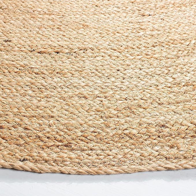 SAFAVIEH Natural Fiber Collection Area Rug - 4' Round, Natural, Handmade Boho Braided Jute, Ideal for High Traffic Areas in Living Room, Bedroom (NFB310A)