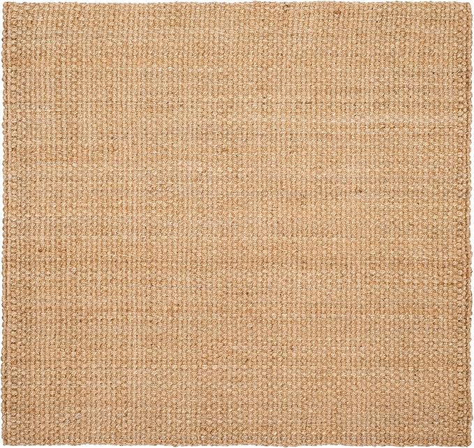SAFAVIEH Area Rug 9' Square - Natural Fiber Collection - Natural Brown, Handmade Jute, Basketweave Design (NF401A)