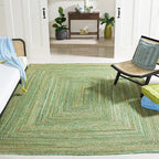 SAFAVIEH Area Rug 10x14 - Cape Cod Collection - Large - Green & Natural Brown, Handmade Jute & Cotton, Woven Braided Design (CAP202Y)
