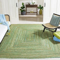 SAFAVIEH Area Rug 11x15 - Cape Cod Collection - Large - Green & Natural Brown, Handmade Jute & Cotton, Woven Braided Design (CAP202Y)