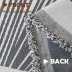 Boho Chenille Couch Cover for Dogs, Non Slip Sofa Cover, Couch Slipcover Covers for 3 Cushion, Furniture Protector with Tassels for Pets Washable, 71"x118", Curved Lines Grey