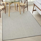 Nourison Home Courtyard Ivory Charcoal 4' x 6' Area Rug - Easy Clean, Non Shedding, Bed Room, Living Room, Dining Room, Kitchen (4' x 6')