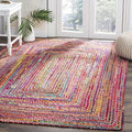 SAFAVIEH Area Rug 5x8 - Cape Cod Collection - Red & Multi, Handmade Jute & Cotton, Woven Braided Design (CAP202A)