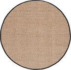 SAFAVIEH Area Rug 6' Round - Natural Fiber Collection - Natural & Black, Seagrass, Basketweave Pattern with Border (NF114C)