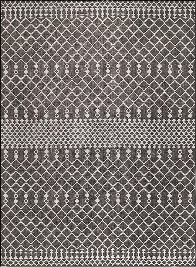 Nourison Home Positano Black 9' x 12' Area Rug - Easy Clean, Non Shedding, Bed Room, Living Room, Dining Room, Kitchen (9' x 12')
