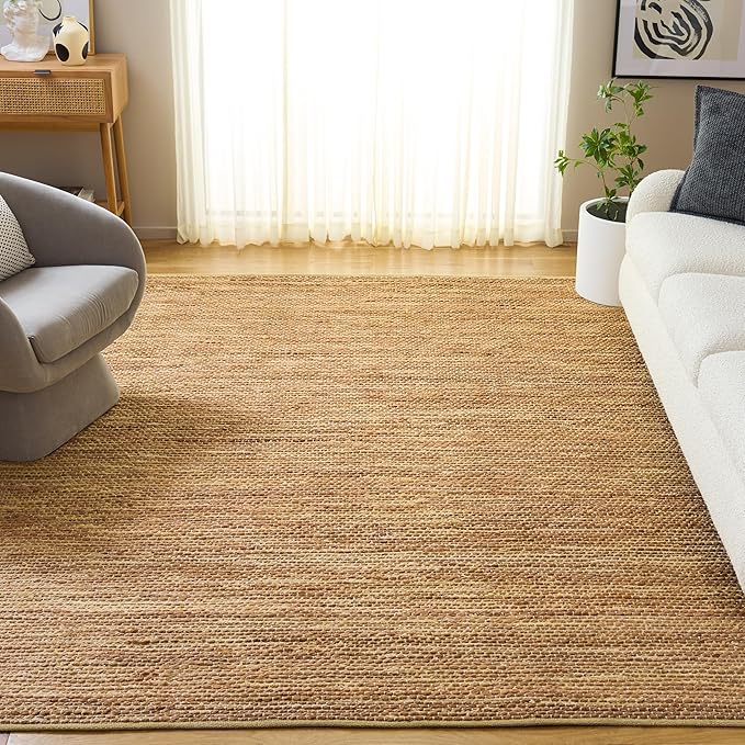 SAFAVIEH Area Rug 6x9 - Cape Cod Collection - Yellow & Natural, Handmade Jute & Cotton, Ideal for Living Room, Bedroom, Dining Space (CAP236C)