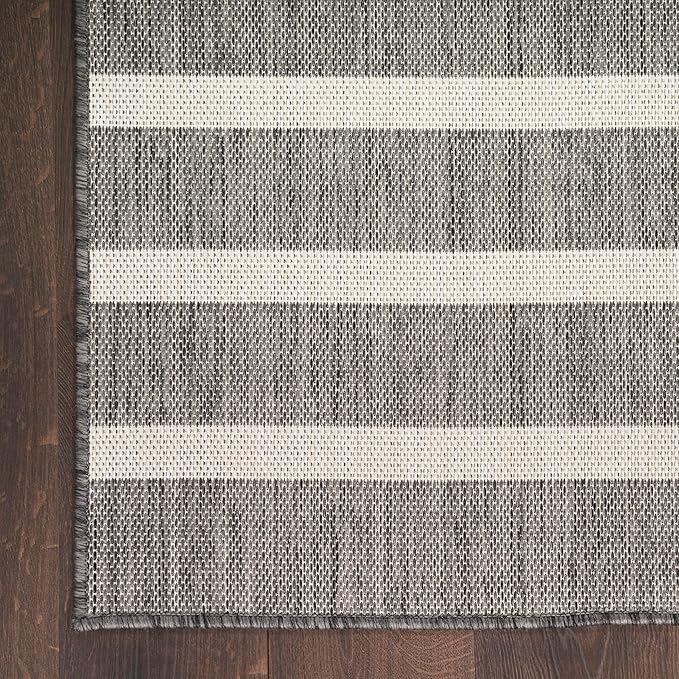 Nourison Home Positano Charcoal Ivory 6' x 9' Area Rug - Easy Clean, Non Shedding, Bed Room, Living Room, Dining Room, Kitchen (6' x 9')