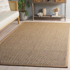 SAFAVIEH Area Rug 3x5 - Natural Fiber Collection - Natural & Beige, Seagrass, Basketweave Pattern with Border (NF114A)