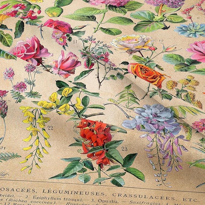 Vintage Flowers Tapestry 48”x36”, Long Vertical Wall Hanging Reference Illustrative Botanical Tapestries for Bedroom Aesthetic Floral Tapistry Botanical Plants Tapestry Wall Hanging Cute Bedroom Decor