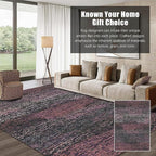 RUGSURE Washable Area Rug - 1/6 Thick - Stain & Water Resistant Non-Slip - Resistant Rug for Living Room, Bedroom, Nursery, Pet & Child Friendly, Vintage Charm Area Rugs (Burgundy, 8' x 10')
