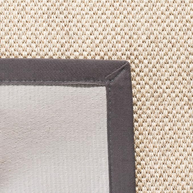 SAFAVIEH Area Rug 4x6 - Natural Fiber Collection - Marble & Dark Grey, Sisal, Woven Design with Border (NF143D)