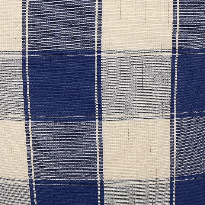 GDFStudio Modern Fabric Checkered Cube Pouf Ottoman Foot Stool - Bean Bag Floor Chair - Foot Rest Couch for Living Room Bedroom,Ivory and Navy Blue,16"" x 16"" x 16"", 313655N