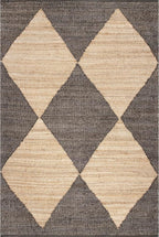 nuLOOM Pandora Diamond Jute Area Rug - 6' x 8', 8' 10' Geometric Jute & Cotton Square Medium Pile Indoor Bohemian Handcrafted Living Room Dining Room Bedroom Kitchen Hallway High Traffic Area Rug