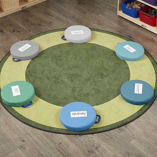 ECR4Kids SoftZone Floor Cushions, Round, Flexible Seating, Contemporary, 6-Piece