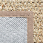 SAFAVIEH Natural Fiber Collection Runner Rug - 2'6" x 8', Natural & Grey, Seagrass, Basketweave Pattern with Border (NF114P)
