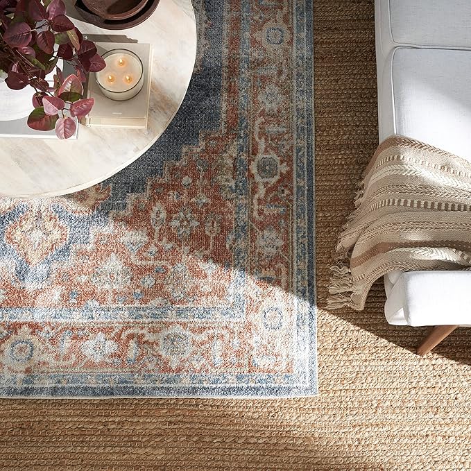 Nourison Home Natural Jute Natural 6' x 9' Area Rug - Easy Clean, Non Shedding, Bed Room, Living Room, Dining Room, Kitchen (6' x 9')