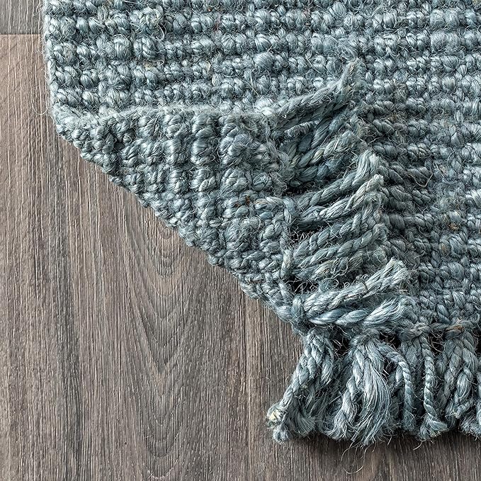 JONATHAN Y Handwoven Jute Fringe Light Blue/Gray Indoor Area Rug, 12x15, Pata, Bohemian, Rustic, Cottage, Easy-Cleaning for Living Room, Bedroom, Kitchen, Non-Shedding (NRF103B-15)