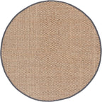 SAFAVIEH Area Rug 10' Round - Natural Fiber Collection - Large - Natural & Dark Grey, Seagrass, Basketweave Pattern with Border (NF114Q)