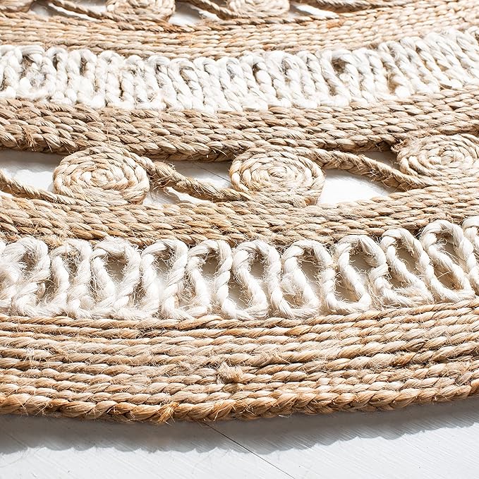 SAFAVIEH Natural Fiber Round Collection 3' Round Ivory NF169B Handmade Boho Charm Farmhouse Jute Area Rug
