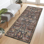 RUGSURE Washable Area Rugs - Perfect for Living Room, Bedroom, Kids Room, Nursery - Stain & Water Resistant Non-Slip, Pet & Child Friendly, Vintage Tribal Area Rugs (Rust, 2'6'' x 8')