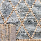 SAFAVIEH Natural Fiber Collection Accent Rug - 3' x 5', Natural & Blue, Handmade Boho Moroccan Trellis Jute, Ideal for High Traffic Areas in Entryway, Living Room, Bedroom (NF955N)