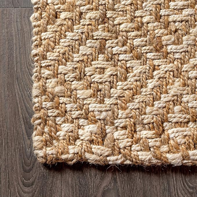JONATHAN Y Hira Hand Woven Diamond Chunky Jute Natural Runner Rug, 2x8, Bohemian, Transitional, Easy-Cleaning for Living Room, Bedroom, Kitchen, Pet Friendly, Non-Shedding (NFR100A-28)